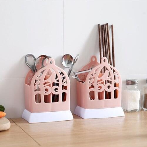 Kitchen utensils collection box bird cage shape chopstick tube drainage chopstick rack storage holder 12*8.5*16.3cm