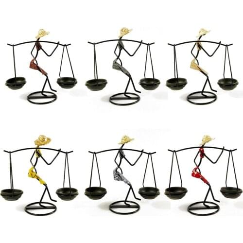 Nordic Metal Candlestick Abstract Character Burdened Girl Sculpture Candle Holder Handmade Figurines Home Decoration Art Gift