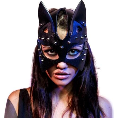Fashion Sexy Cat Leather Mask Women BDSM Erotic Halloween Carnival Night Club Party Face Adult Masks For Party