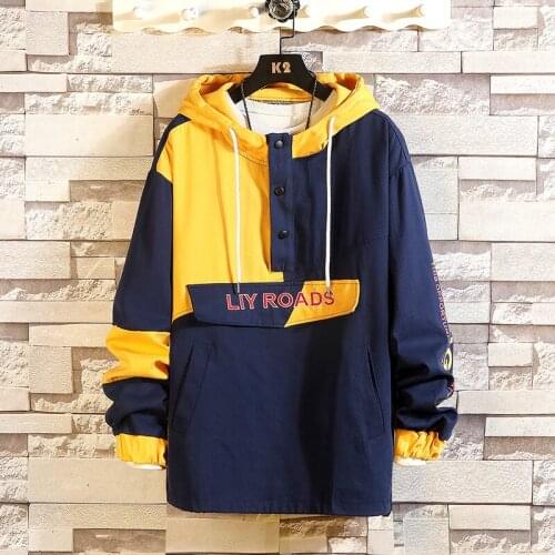 Autumn hoodie men long sleeve tracksuits male high quality LIY ROADS print patchwork hip hop streetwear hooded sweatshirts coat