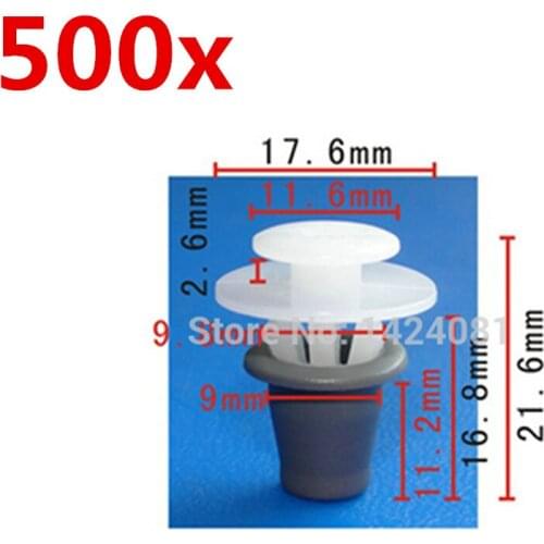 Set of 500PcsMoulding Clip Plastic Retainer With Gray Grommet For Audi For VW Golf Jetta Passat 357-853-575 174854 95667895