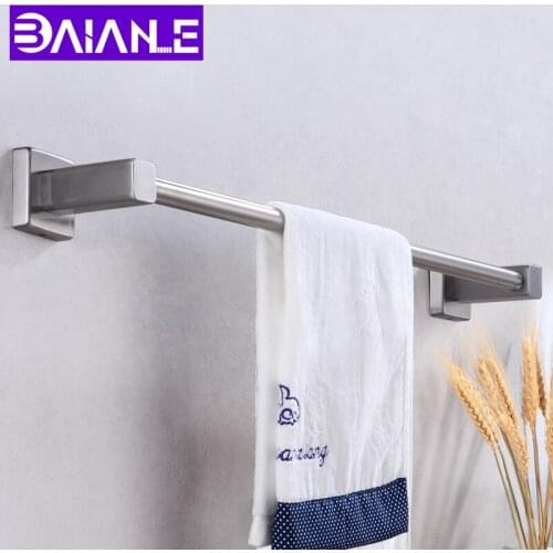 Bathroom Towel Holder Stainless Steel Single Towel Bar Wall Mounted Towel Hanger Rack Corner Restroom Accessories Clothes Rail