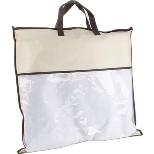 Non-Woven Tote Bag Home Textile Packaging Bags With Zipper Pillow Storage Containers Quilt Organizer Bags PVC Transparent Bag