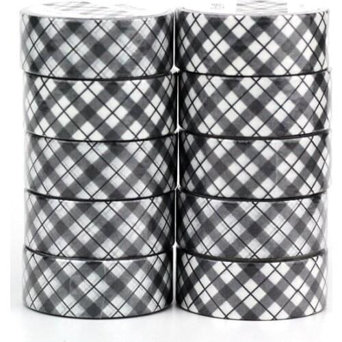 NEW 10pcs/Lot Decorative Grey and White Lattice Japanese Washi Tapes for Bullet Journal Adhesive Masking Tape Cute Papeleria