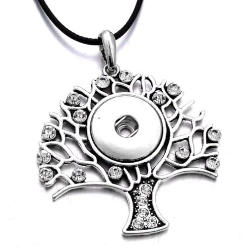 New Snap Jewelry High Quality Rhinestone Tree of Life Snap Pendant Necklace fit 18mm Snap Button Necklaces For Women Necklaces