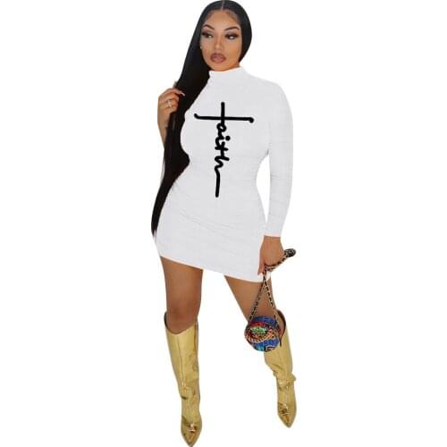 Autumn Print Letter Women Dress Full Sleeve Mini Dress Party Night Streetwear Dresses For Women Outfit