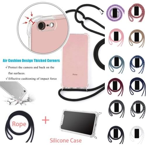 For Redmi 9 9A 9C 9T 8 8A 7 7A Note10/10S/10T/10 Pro Max/9/9T/9 Pro/8 Mi Poco M3/X3 Nfc Crossbody Necklace Strap Cord Chain Case