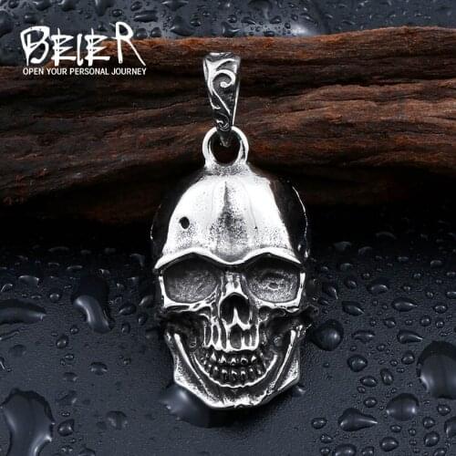 Beier 316L Stainless Steel pendant necklace punk skull cool vintage titanium jewelry LLBP8-201P