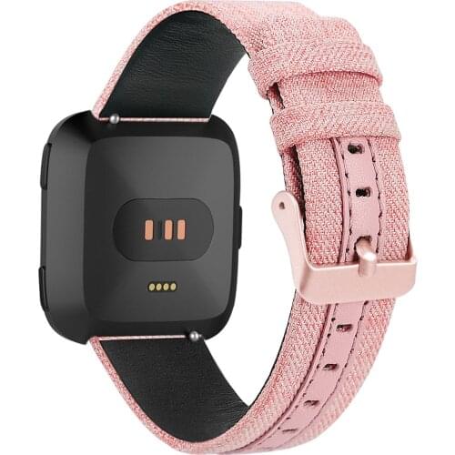 Stylish Luxury Canvas Leather Watch Band Replacement Sport Wrist Strap For Fitbit Versa Bracelet Smart Watch Accessories