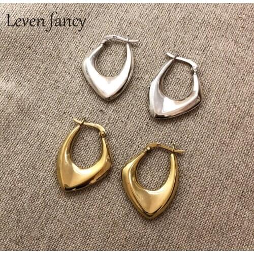 Girls 925 Sterling Silver Irregular Earrings for Women Nordic Style Minimalist Big Hoop Earrings Female Luxury Party Jewelry