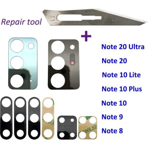 2Pcs，Rear Back Camera Glass Lens With Glue Adhesive For Samsung Note 20 Ultra 10 Lite Note 10 Plus Note 8 9 Repair Parts +Tools