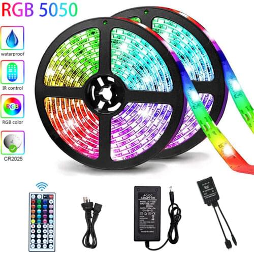 LED Strip Lights Flexible Lamp 5050 RGB Tape Diode 5M 10M 15M Controller Room Decor TV Computer BackLight Decoration Christmas