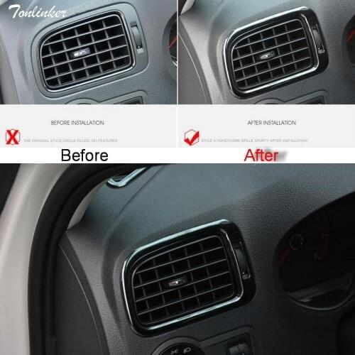 Tonlinker Cover Case Stickers for VW Volkswagen Polo 2011-17 Car Styling 2 PCS stainless steel dashboard outlet cover sticker