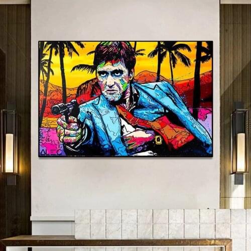 Street Graffiti Abstract Character Portrait Tony Montana Art Canvas Painting and Wall Art Poster Living Room Pictures Home Decor