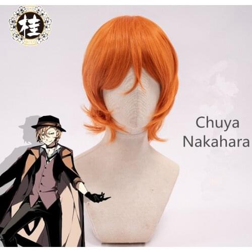 UWOWO Chuya Nakahara Cosplay Wig Bungou Stray Dogs wig Port Mafia Anime Cosplay Chuya Nakahara Costume Wig Men
