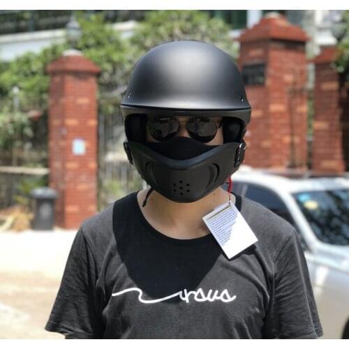 Half Helmets Motorcycle Cruiser Chopper Bike Vintage Motorcycle Helmet with Removed Inner Lining Mask for Men DOT Certification