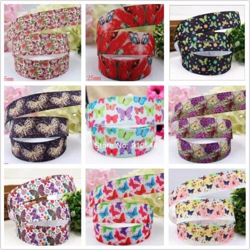 YJHSMY 5yard/lot 1'' (25mm) Butterfly Series Printed grosgrain ribbon, butterfly accessories, DIY materials,MD32339