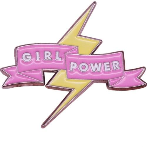 Lightning brooch feminist pin girl power badge cute banner pins jewelry gifts for women shirts jackets accessories