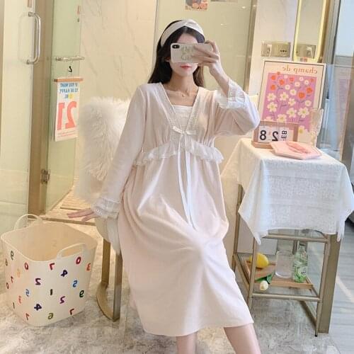 Women Autumn Winter New Long Sleeved Nightgowns Home Clothes Velour Soft Warm Homedress Solid Elegant Negligee Dress Loungewear