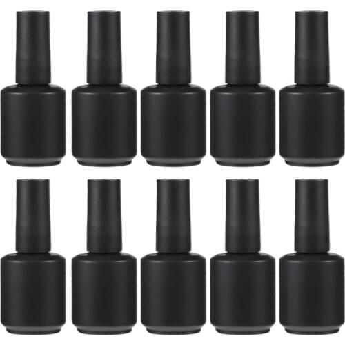 12PCS 15ML Empty Nail Enamel Storage Bottle Glass Hairbrush Nail Polish Bottle
