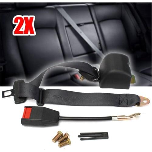 2PC 3 Point Retractable AUTO Car Truck Bus Universal Black Van Auto-locking Seat Lap Adjustable Belt Auto Car Safety Accessories
