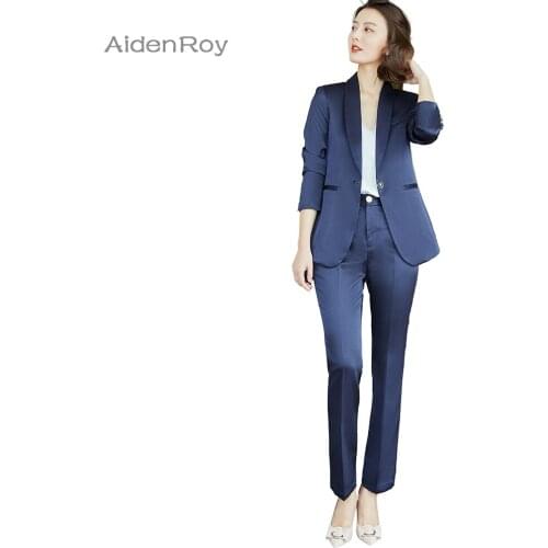 2021SS New Elegant Pants Suit Women Business Apricot Pink Long Sleeve Blazer + Trousers Office Ladies Plus Size S-4XL Work Wear
