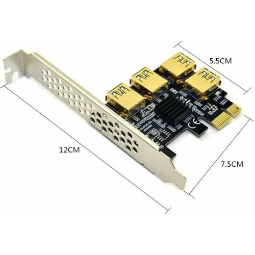 4 Port PCIe Riser Adapter Board PCI-E 1x to 4 USB 3.0 PCI-E Rabbet GPU DU55