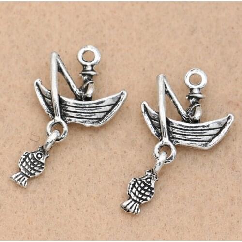 5pcs Antique Silver Plated Ship Boat Charm Pendant fit Bracelet Necklace Jewelry DIY Making Accessories 30x18mm