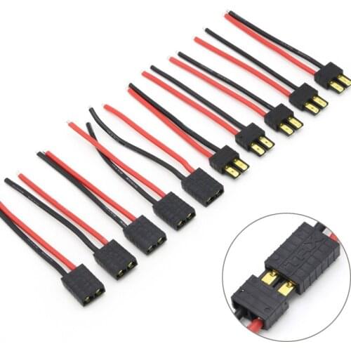 5pcs/lot Trx Plug Male Female Connector Silicone Wire With 10CM 14AWG for Rc Battery / Rc Drone