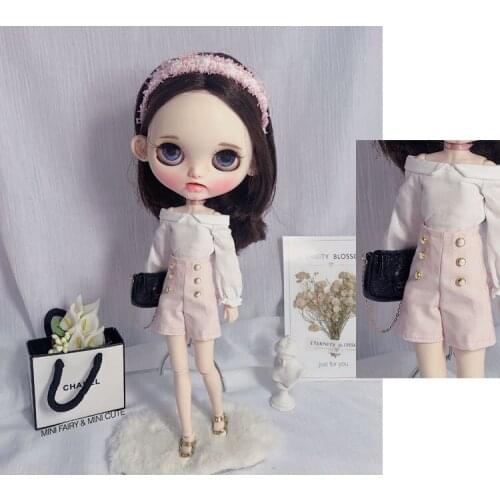 2019 new 2pcs/set 1/6 fashion blyth doll clothes Accessories T-shirt + white shorts for azone licca blyth doll accessories