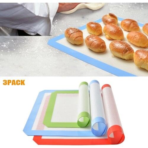 BalleenShiny 3 PCS Silicone Baking Mat Set Non Stick Heat Resistant Food Grade Baking Cookie Sheets For Home Kitchen Baking