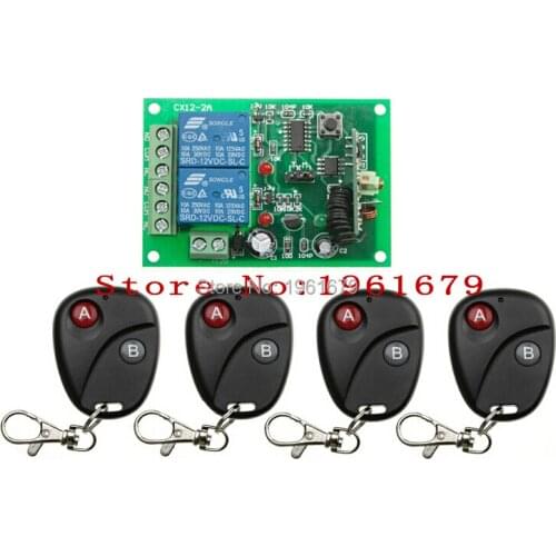 DC 12V 10A 2 CH RF Wireless Remote Control 1 Receiver + 4 Transmitter Auto door/ window/lifting equipment control
