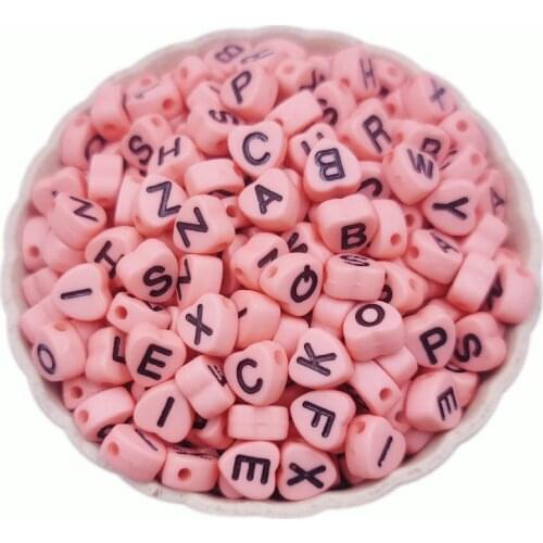 50Pcs 4*7mm Candy Color Heart Letter Loose Beads For Jewelry Making DIY Single Hole Necklace Bracelet Pendant
