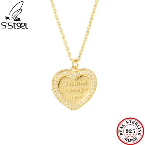 SSTEEL Sterling Silver 925 Heart Zircon Pendant Necklace Gift For Women Minimalist Trendy Luxury Chains Necklace Fine Jewelry