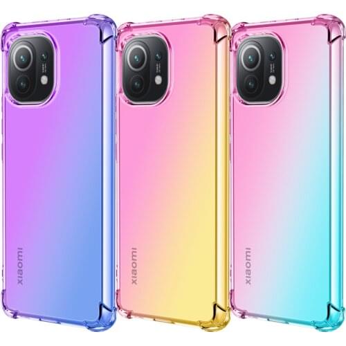 For xiaomi MI 11 10T Lite 10T Pro Case Transparent Gradient Airbag Corners Shockproof Case for xiaomi poco m3 poco x3 nfc 10t 11