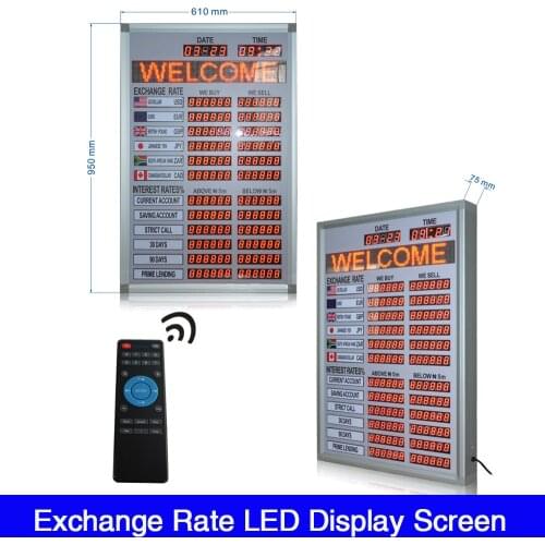 Digital modules form bank financial LED screen Bank Foreign Currency Rate Signage Billboard LED Digital Display