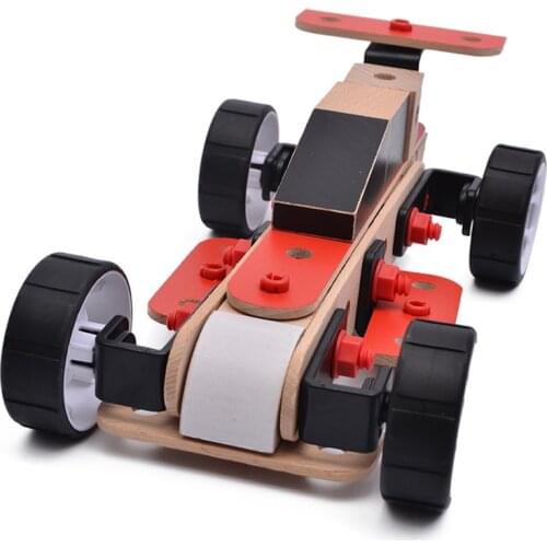 Childrens hands-on assembly assembling screw nut combination disassembly wood detachable racing childrens educational toys