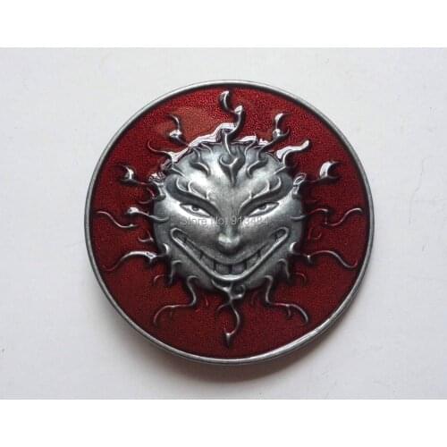 Devil evil with red enamel belt buckle with pewter finish JF-B1033 suitable for 4cm wideth belt with continous stock