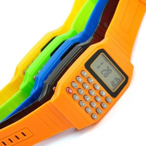 Pocket Calculator Watch Silicone Material Multifunctional Watch With Time Display Childrens Electronic Wrist Calculator Watch