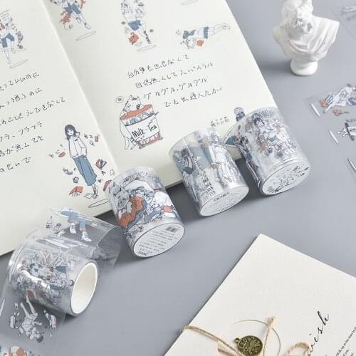 Kawaii Boys Girls Washi Tape School Supplies Stationery Pet Transparent Masking Tape For Scrapbook Diary Phone Case Decoration