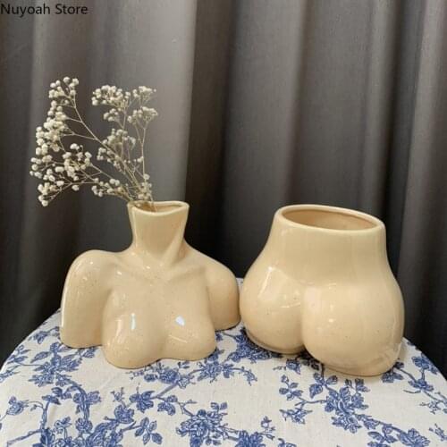Nordic Human Body Bust Ceramic Vase Decoration Living Room Dried Flower Flower Arrangement Accessories Modern Home Decoration