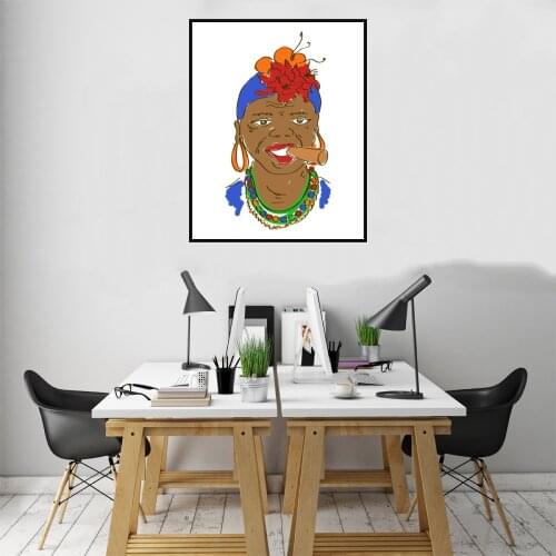 Cuban Cigar Women Picture Poster Canvas Print Painting Wall Art Living Room Home Decoration