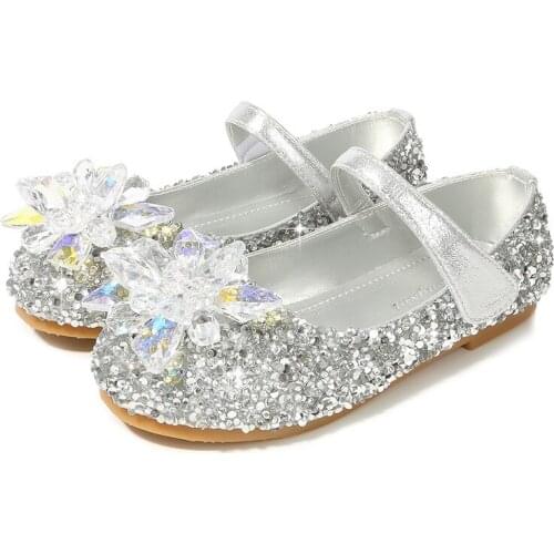 Fashion Childrens Princess Crystal Shoes Paillette With Rhinestone Shiny Flats For Wedding Party Girls Kids Gorgeous Dress Shoe