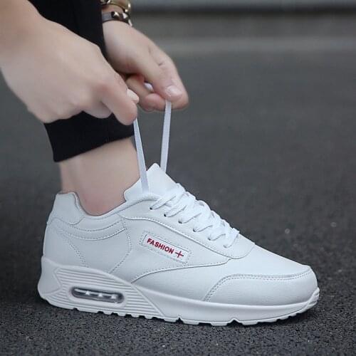Mens shoes spring new PU surface white sports shoes mens low-cut non-slip running shoes increase leisure womens shoes