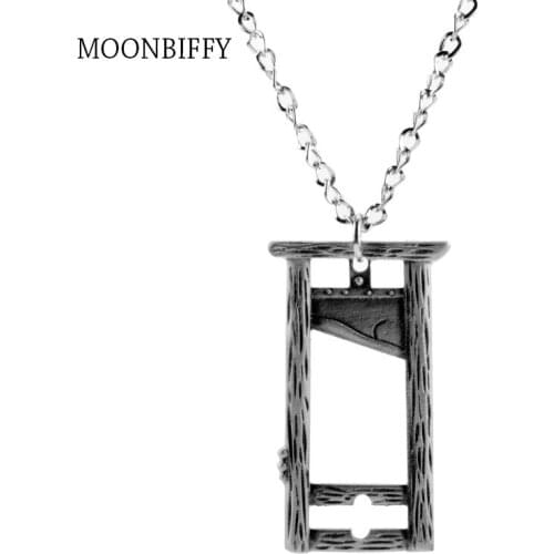 Men Guillotine Necklace Vintage Jewelry French Revolution Creepy Halloween Art Pendant Necklace Gifts
