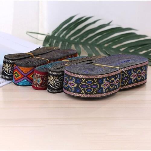 NEW Wide 33MM 11yard/lot Single Face Polyester Woven Jacquard Ribbon Golden geometric totem for curtain and clothing accessory