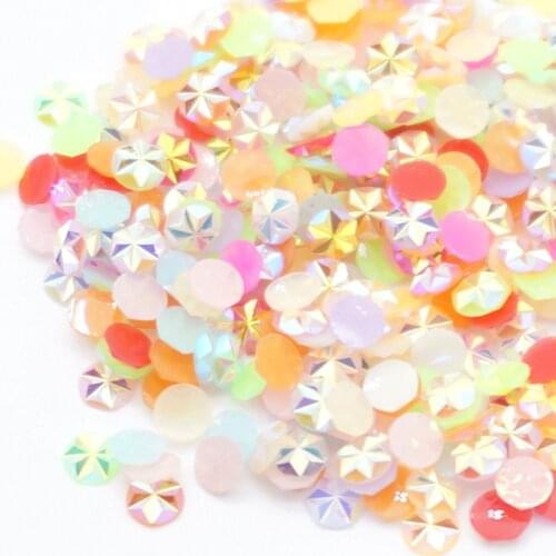 5mm 10Colors Non Hot Fix Rhinestone Colorful Resin Stone Ice Flower Shape Non Hotfix Rhinestones for Nail Art Decoration BW206