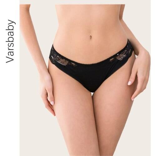 Varsbaby sexy lace G-strings low-rise thongs low-waist underwear S-XXL black panties for women