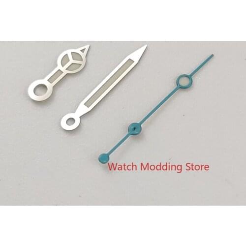 Super Blue Luminous Silver Green/Blue Watch Hands Mods Parts Fit Miyota8215/8205 DG2813 Mov't SUB Style Mens Watch HQ