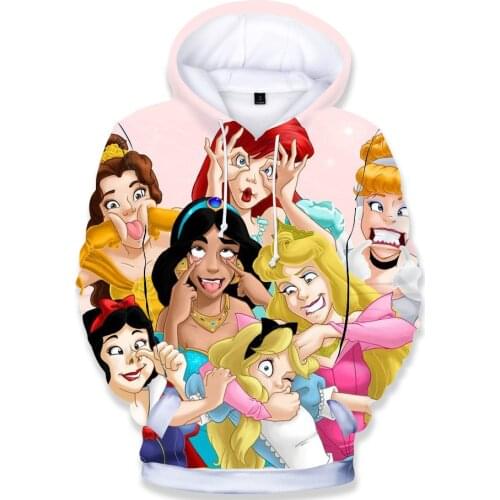 Disney 3-8 Girls 3D Color Printing Spring and Autumn Long Sleeve Sweater Cartoon Princess Snow White, Sandy, Arlo,Tiana, Le Pei